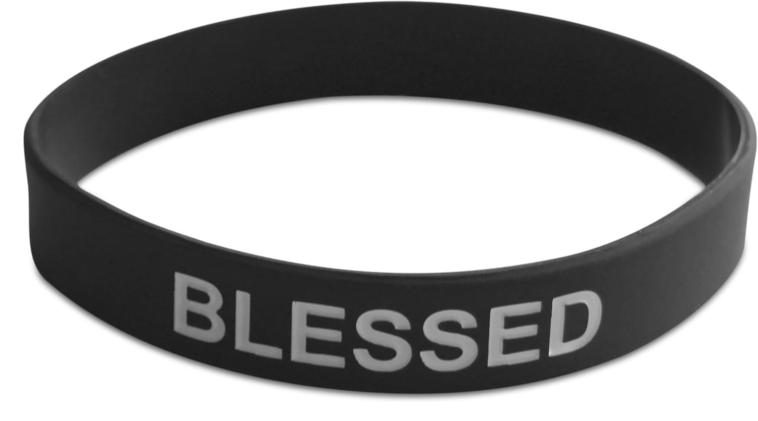 Blessed Black 12-Piece Silicone Rubber Band Wristband Motivation & Religious Acc