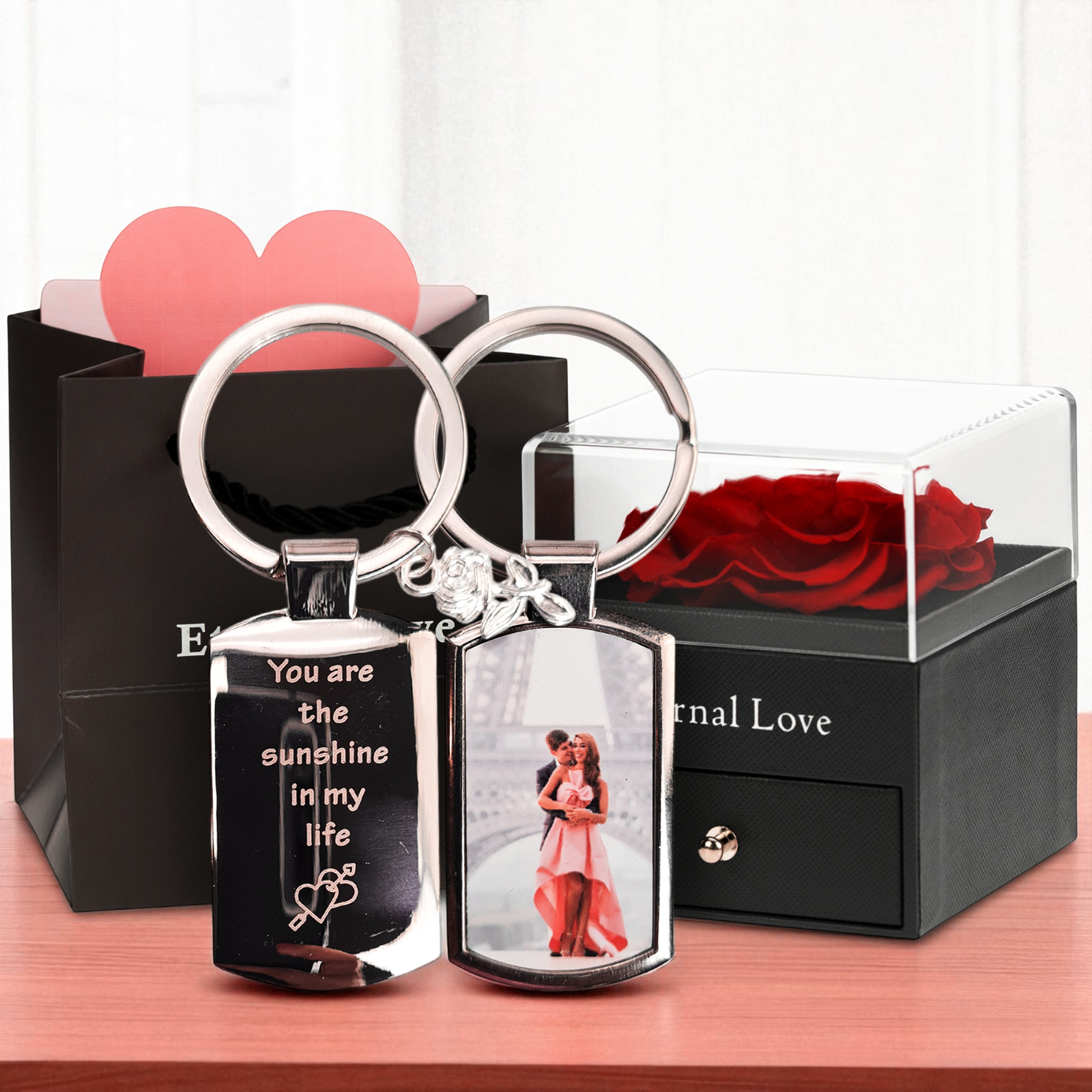 Personalised Engraved Custom Photo Printed Keyring for Daddy Mum, Birthday Gift