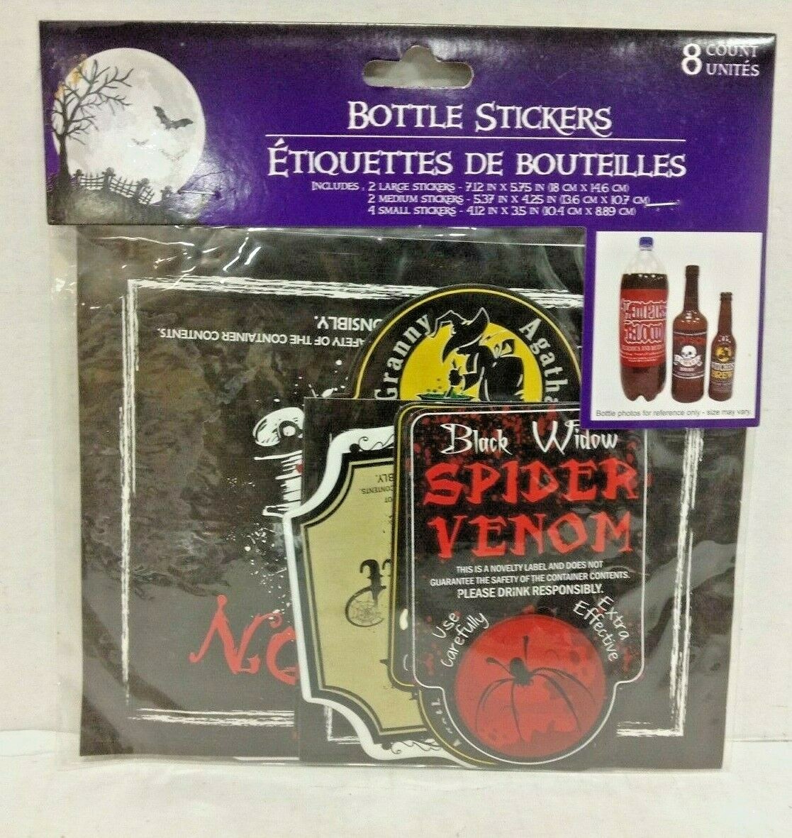 Halloween Bottle potion Stickers Poison Spider Witch Brew TrickTreat Centerpiece