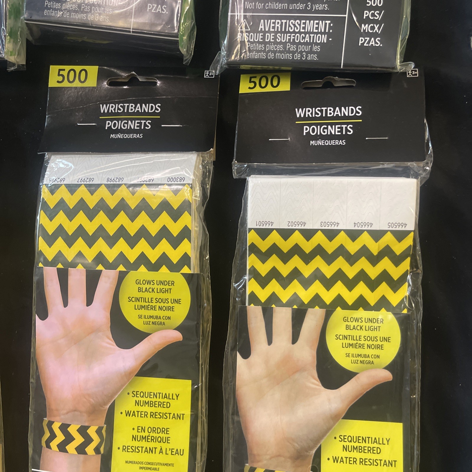 Amscan Tyvek Wristbands 5000 Count Assorted Colors Solid & Chevron Numbered