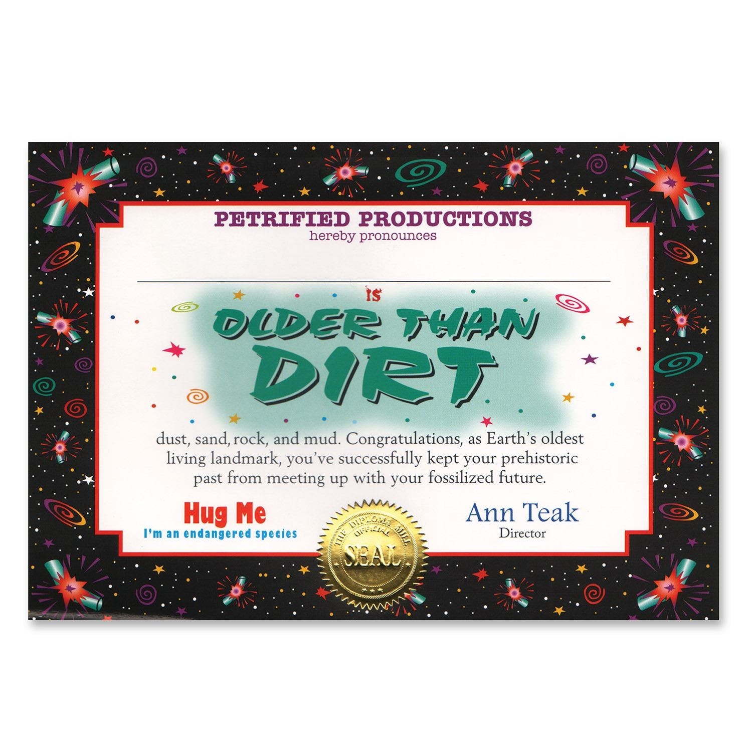 Beistle Older Than Dirt Certificate – Over-The-Hill | Party Supply