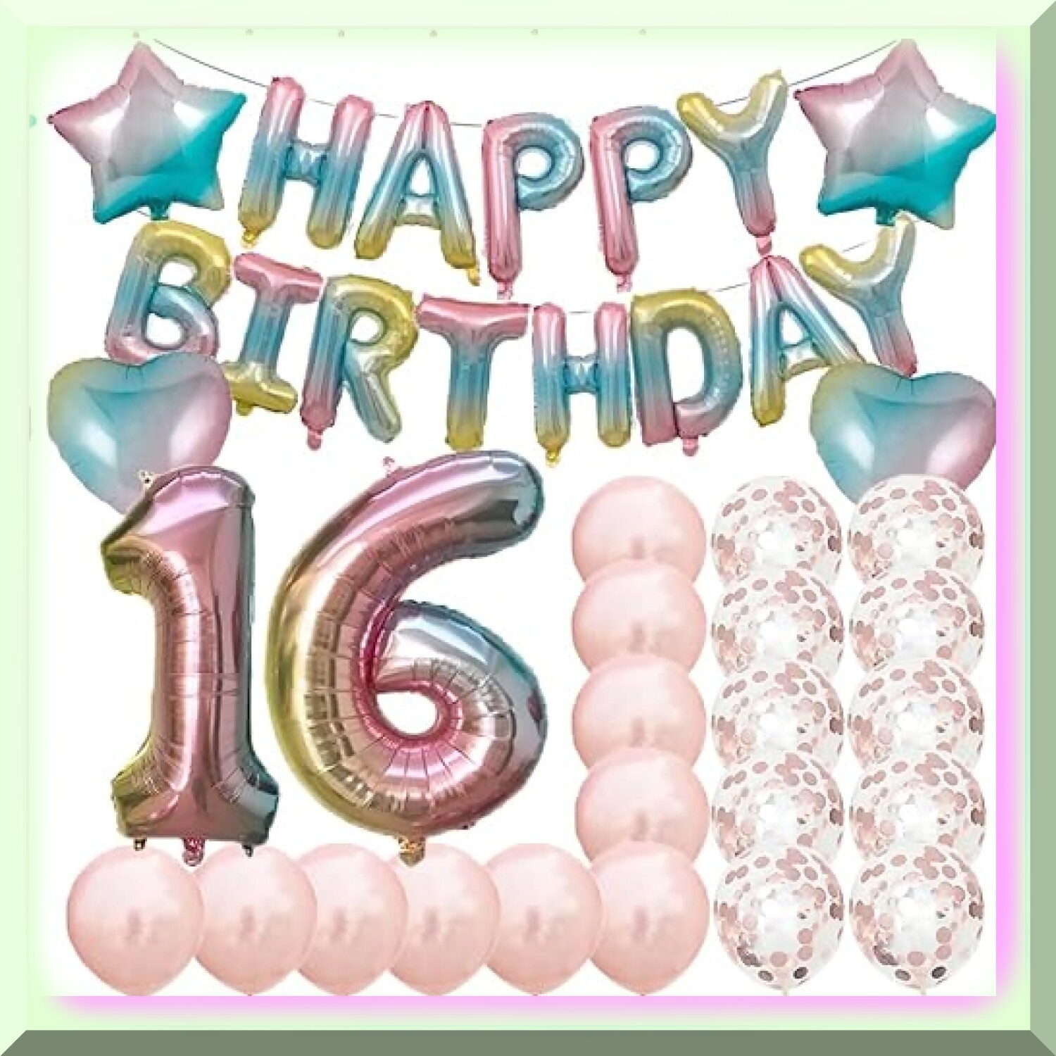 Rainbow Number 16 Balloons for Parties