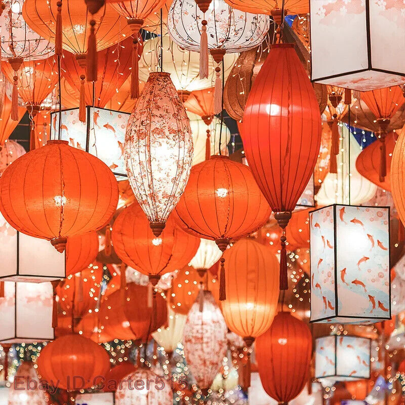 Chinese Lantern Traditional Silk Lantern Balcony Party New Year Hanging Lanterns