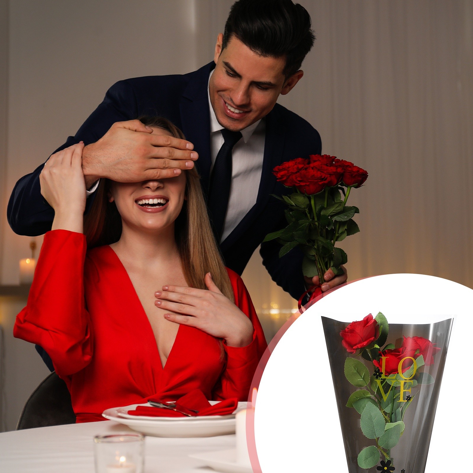 150 Pcs Plastic Rose Floral Bouquet Bags 17.7″ Flower Sleeves Bags, Black