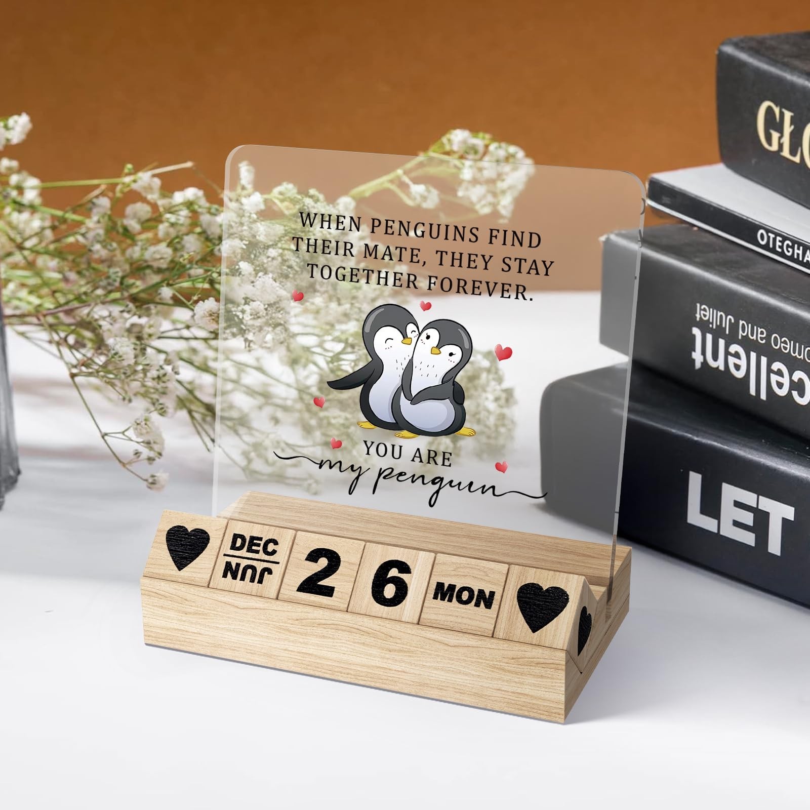 Gifts for Girlfriend Boyfriend, Wedding for Husband Wife Block Calendar, Wood…