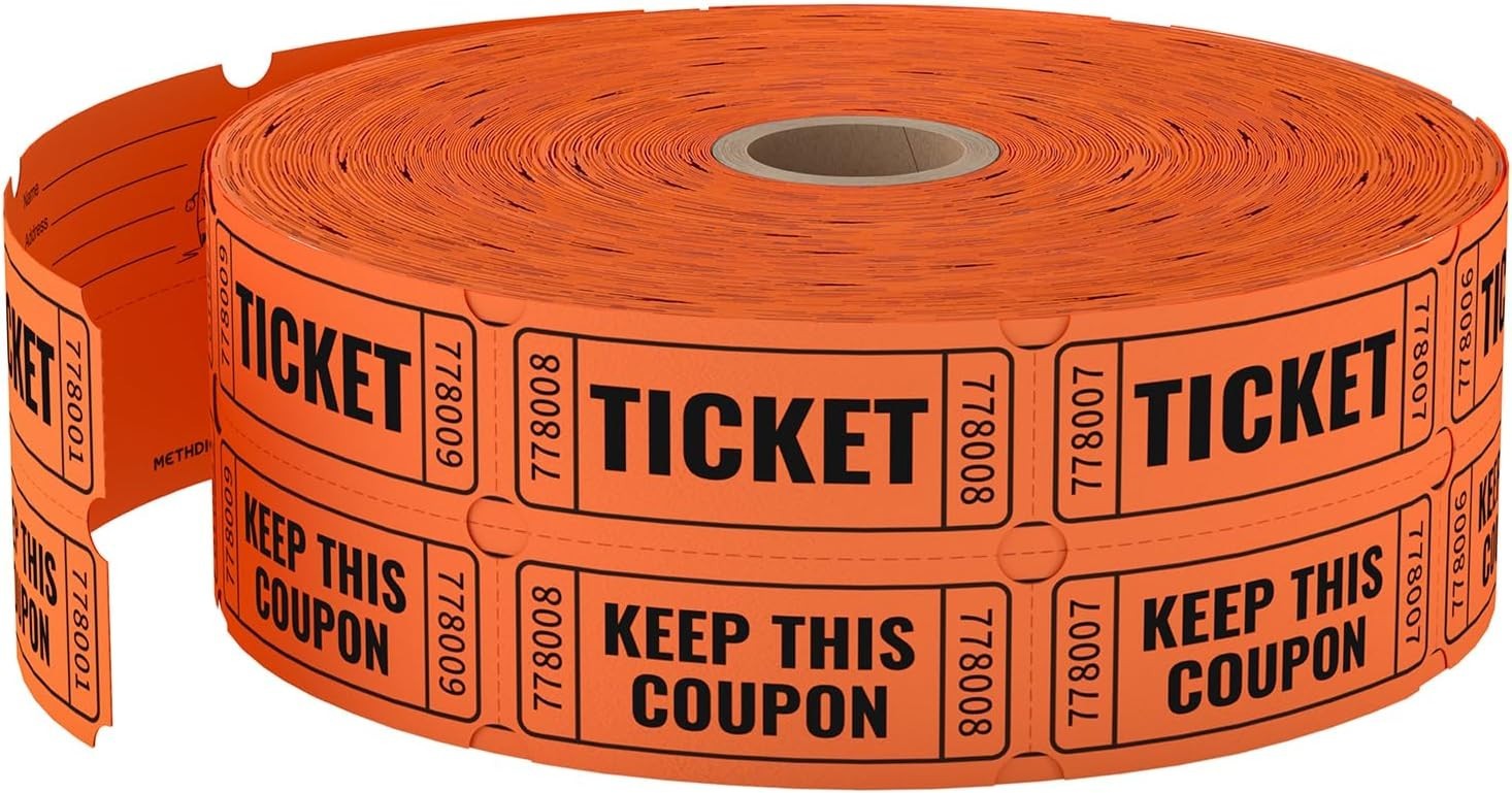 2000 Orange Raffle Tickets 4 Color Selection, Double Roll, Ticket for Events,…