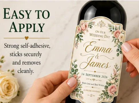 Personalised Wedding Bottle Label Sticker Custom Wine Champagne Gift