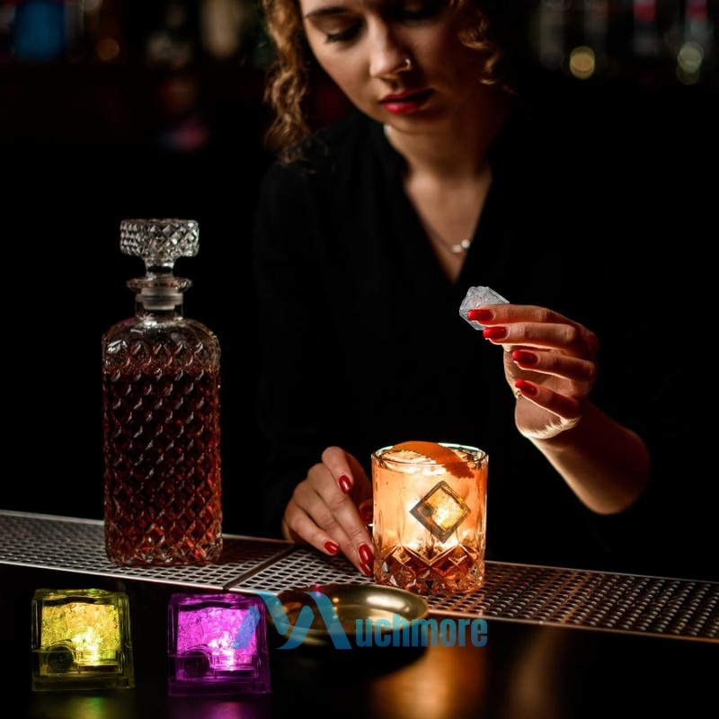 48X Liquid Sensor LED Glowing Ice Cubes for Wedding Rave Party Club Bar Drinks