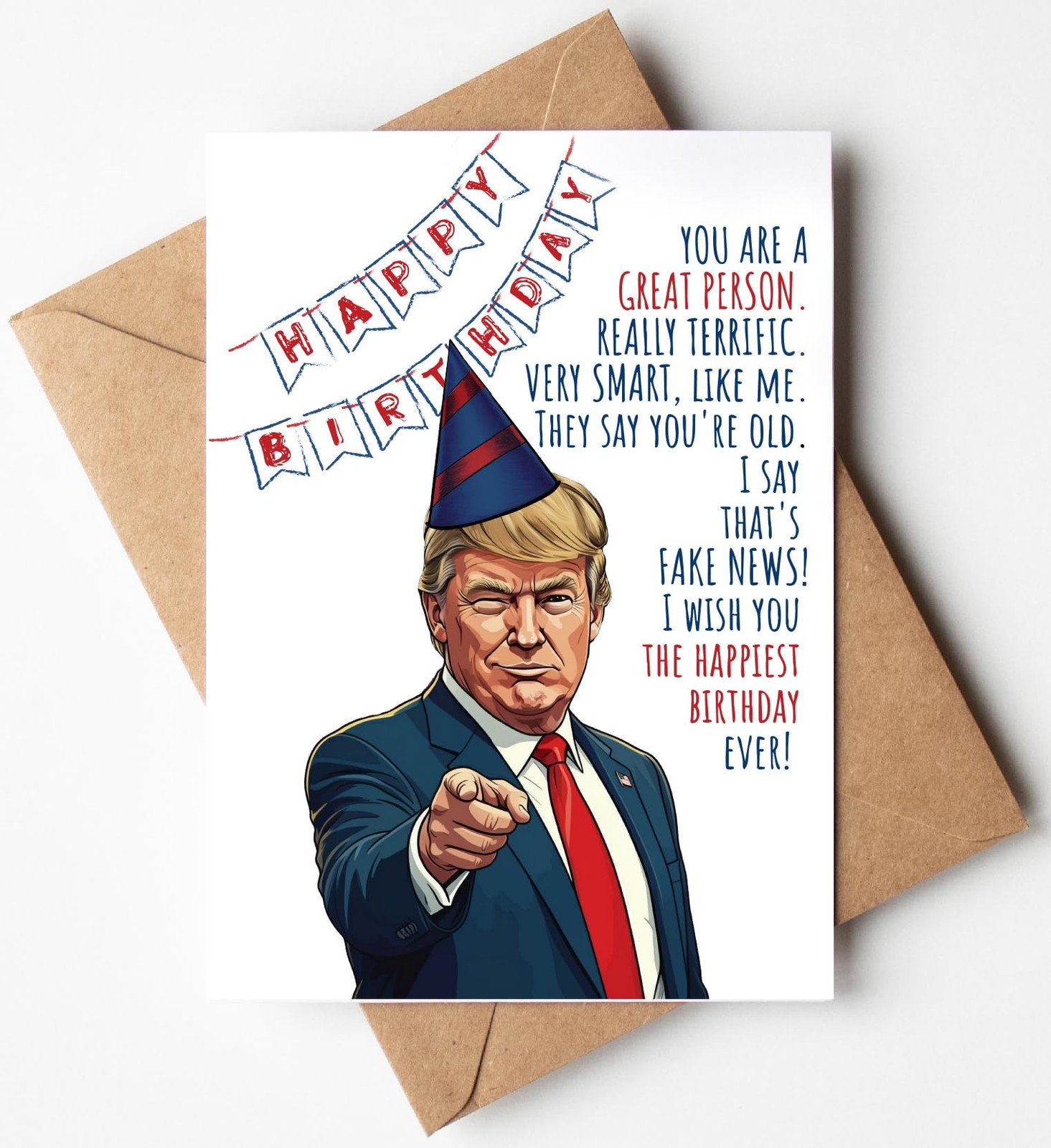 Funny Trump Birthday Card for Women Men – Humorous Donald Gift
