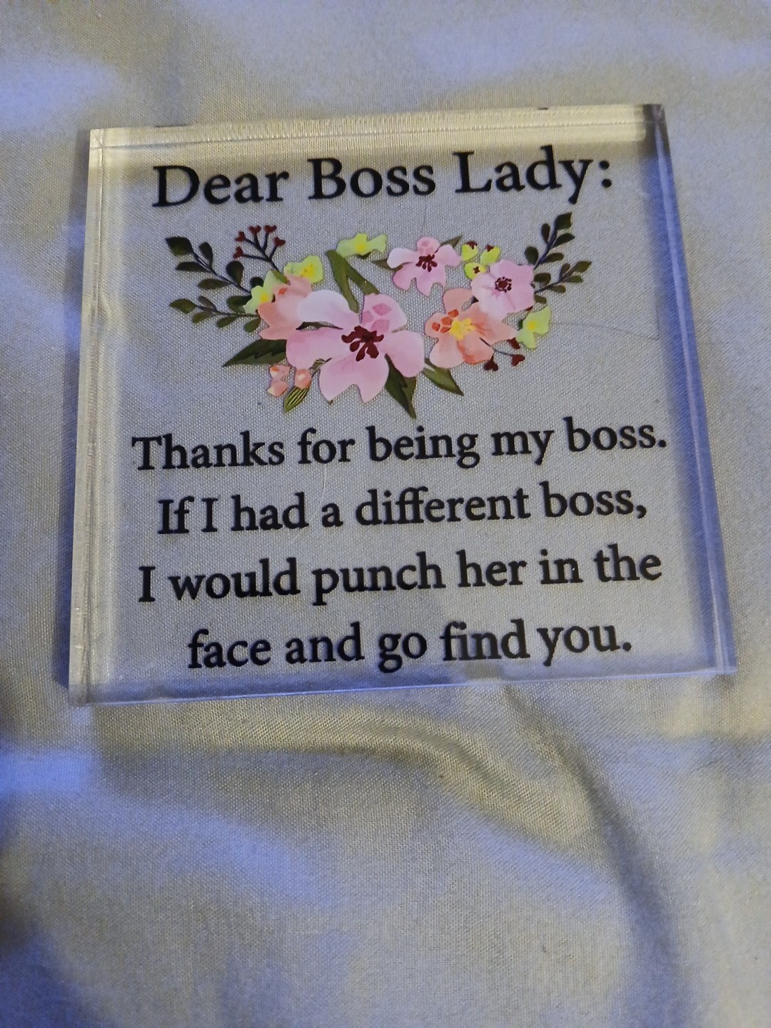 Dear Boss Lady Thank You For Being My Boss plaque sign funny novelty gift 4″