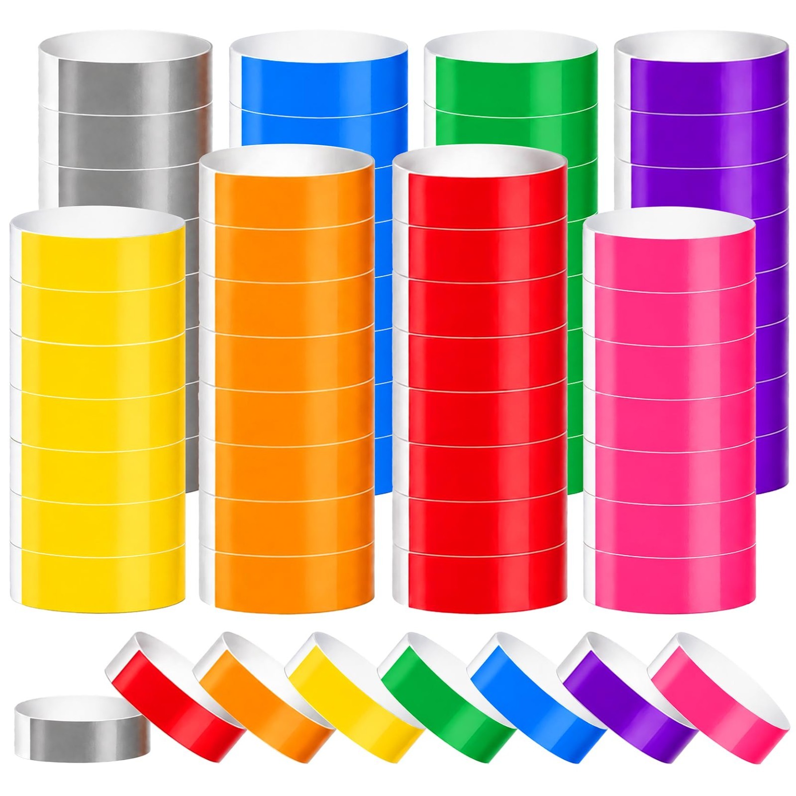 800 Pieces Colored Wristbands for Events Wrist Bands Paper Bracelets Waterproof