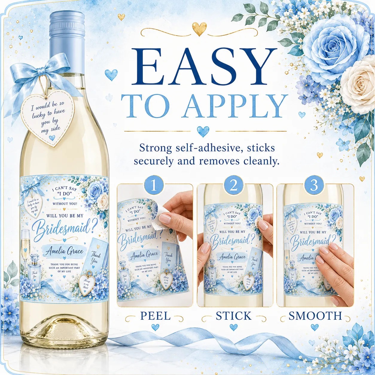 Personalised Bridesmaid Proposal Bottle Label Sticker Bridesmaid Gift