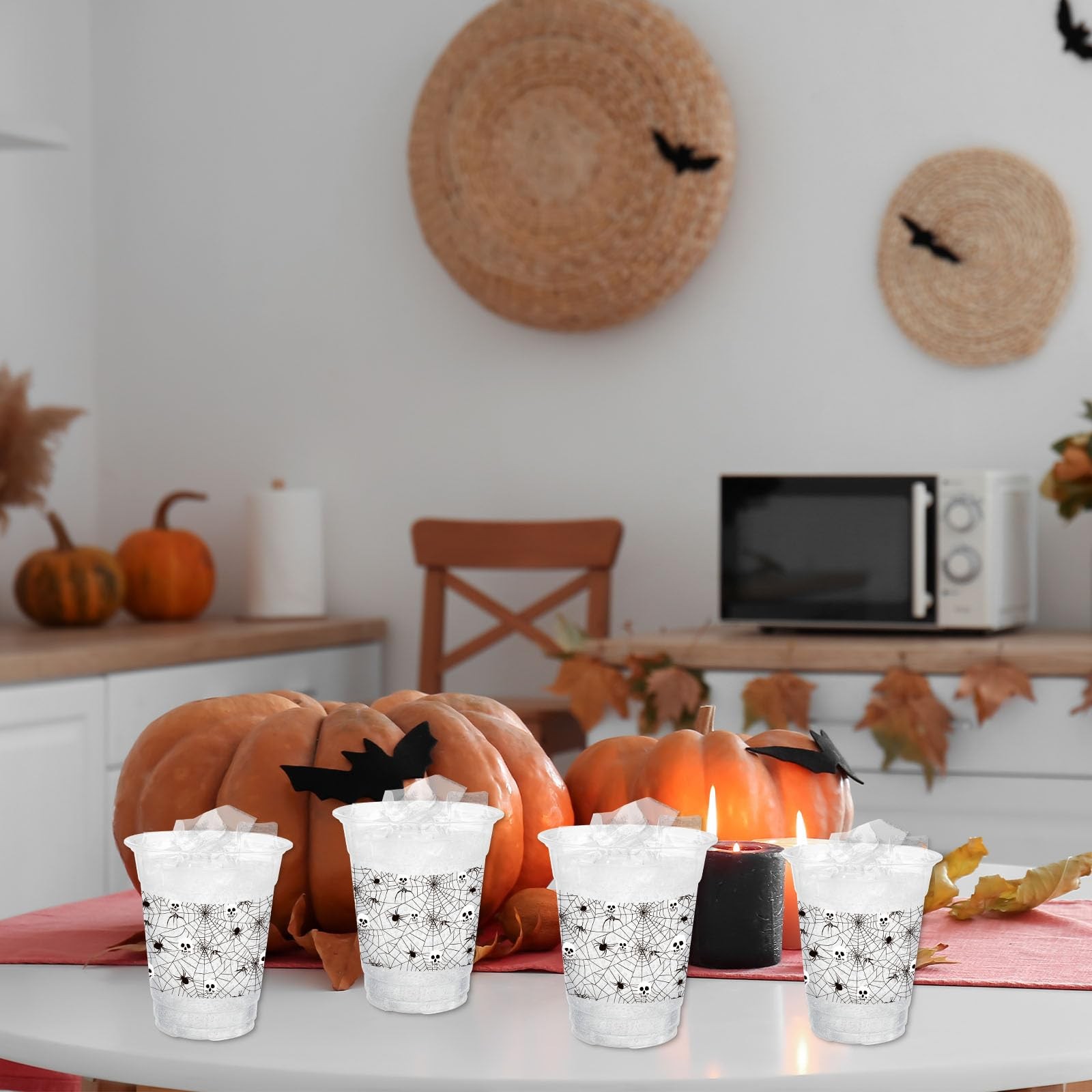 50 Pcs 12OZ Halloween Party Cups,Halloween Plastic Cups standard, Spider