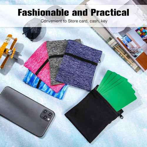 Honoson 5 Pcs Wrist Wallet for Women Men, Zipper Pouch Dark Colors