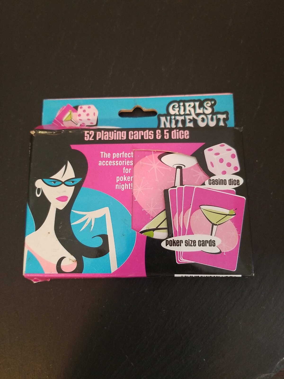Girls Nite Out Card & Dice Combo, 52 Playing Cards & 5 Dice, Martini, Retro