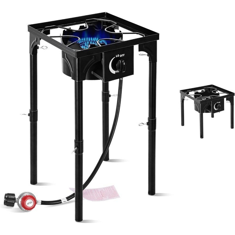Outdoor Camping Stove, 130000 BTU, High Pressure Single Burner, Propane Gas