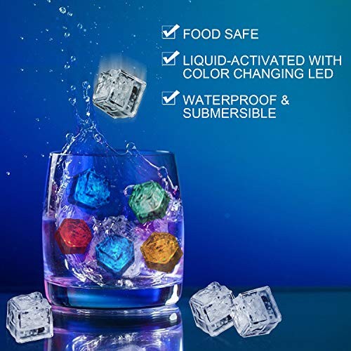 Light Up Ice Cubes 120 Pack,Color Changing Led Ice Cubes Multicolor -120 Pack