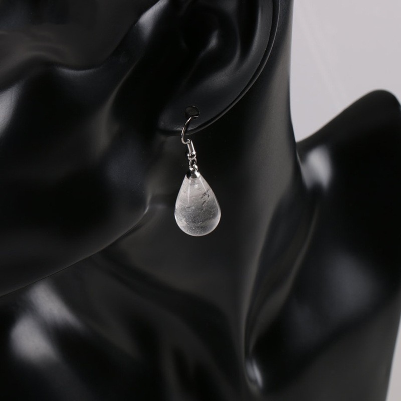 Teardrop Gemstone Dangle Earrings – Healing Crystal Water Drop Hook for Women