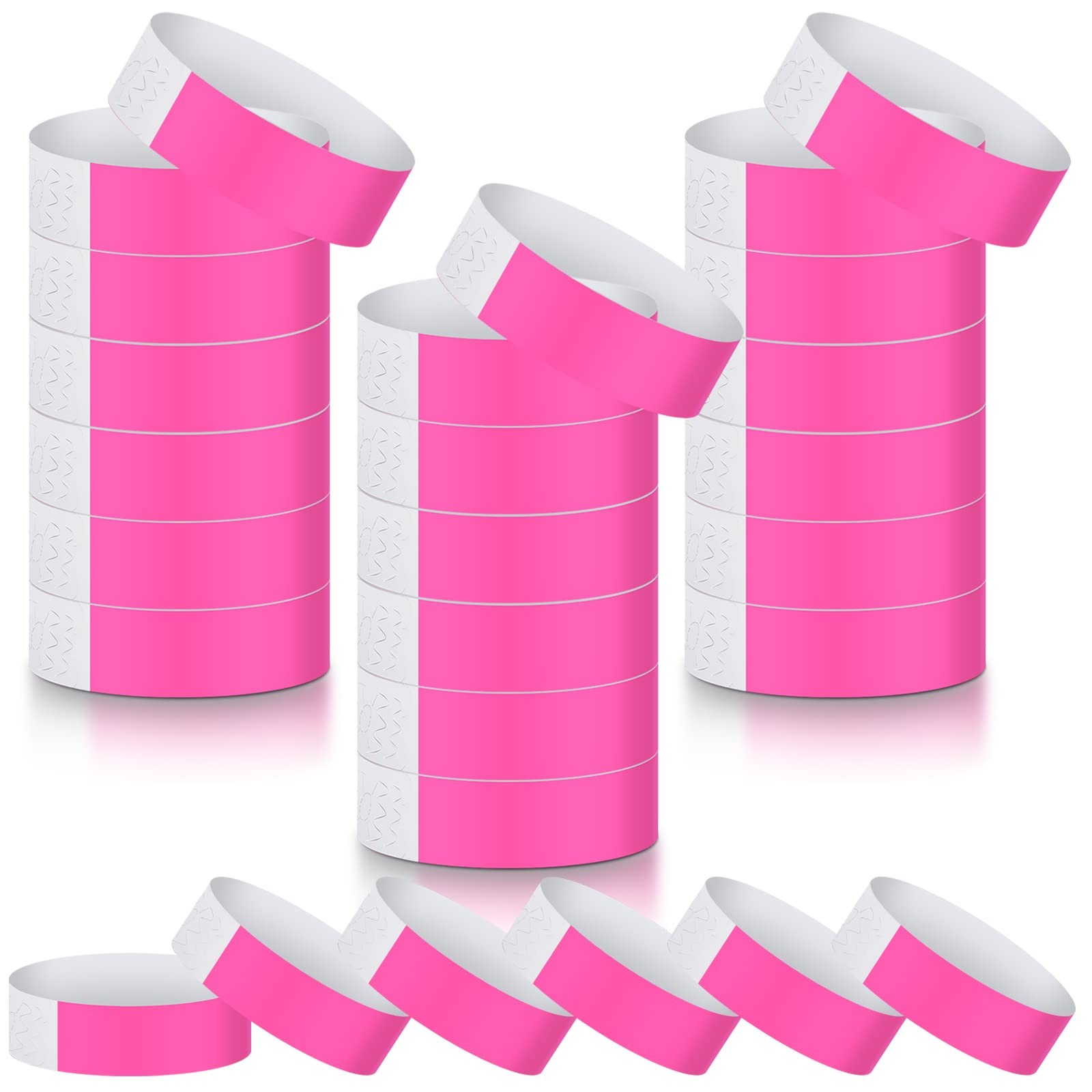 Tudomro 300 Pieces Paper Wristbands for Events 10 x 0.79 inch, Pink