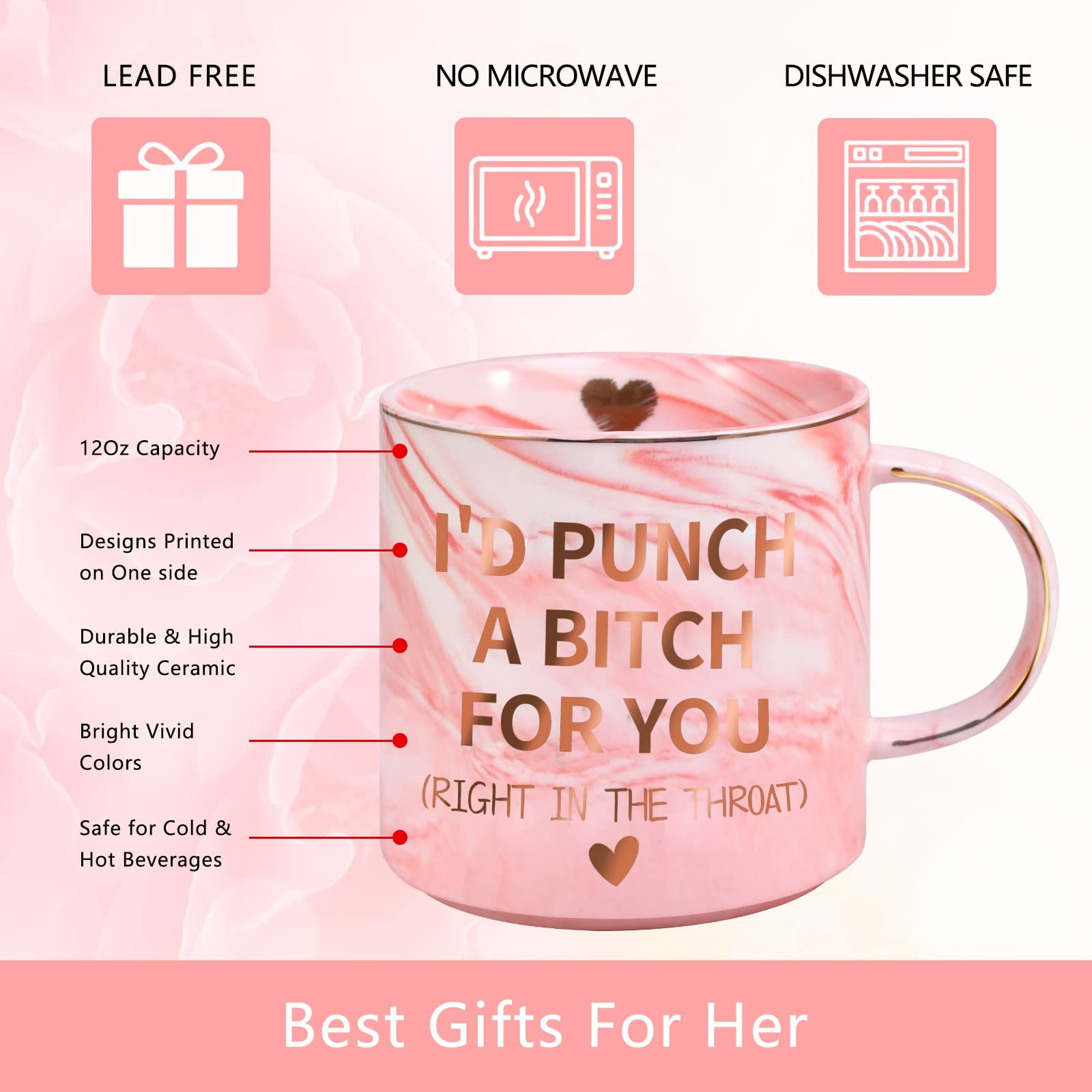 Ulrhpc Mothers Day Mom Gifts for Wife from Daughter Son, 12 Ounces, Pink