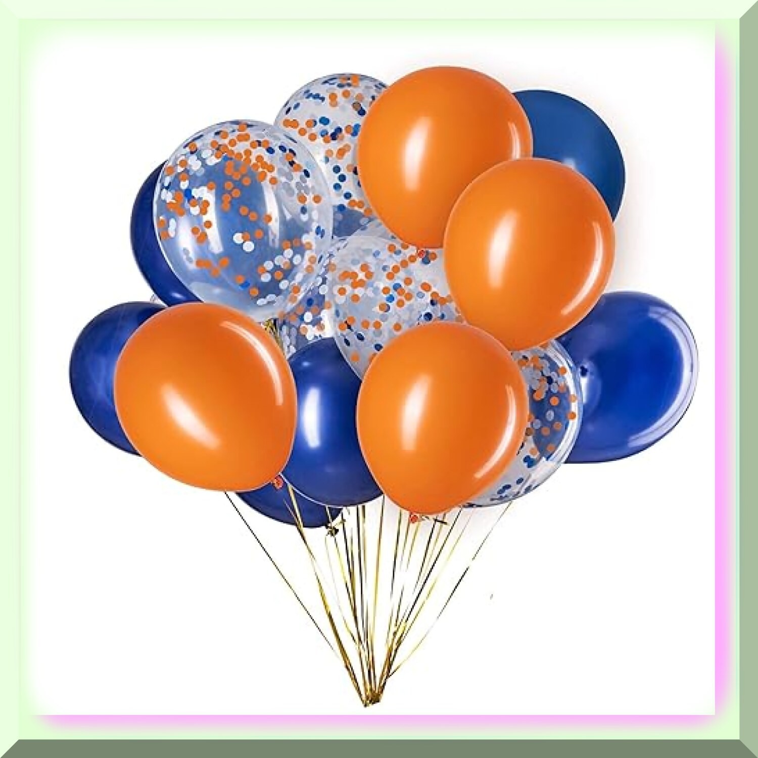 Blue Confetti and Orange Balloons Party Decorations 50 Pack