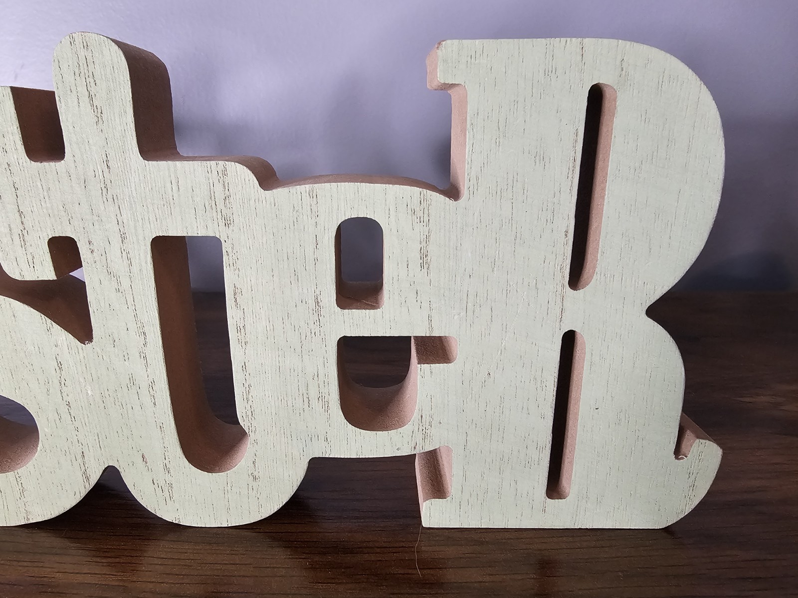 Wooden Block Letter ‘Easter’ Free Standing Tabletop Sign – 5″ x 15″ x1″ Lt Green