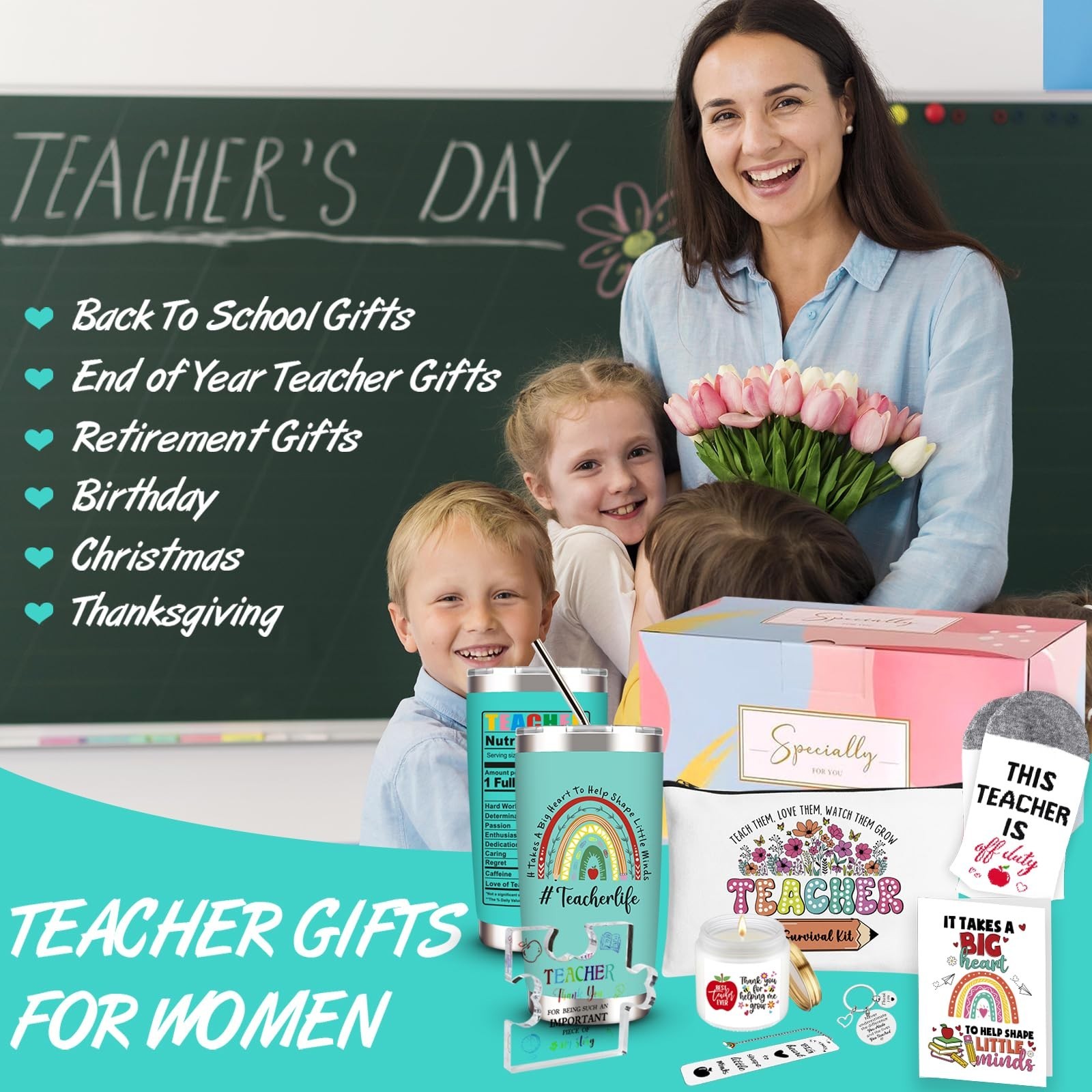Teacher Appreciation Gifts: 20 OZ Tumbler Gifts Basket for Women, Christmas &…