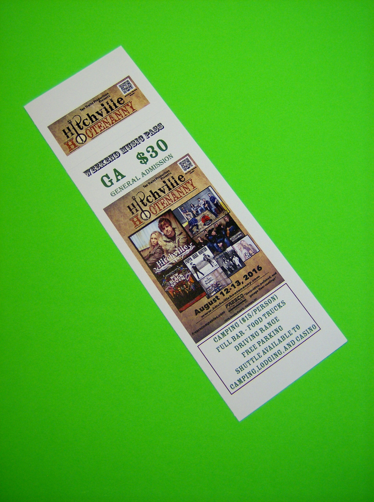 250 Printed Event Tickets – Custom Full Color – Concert Raffle Theater Drink