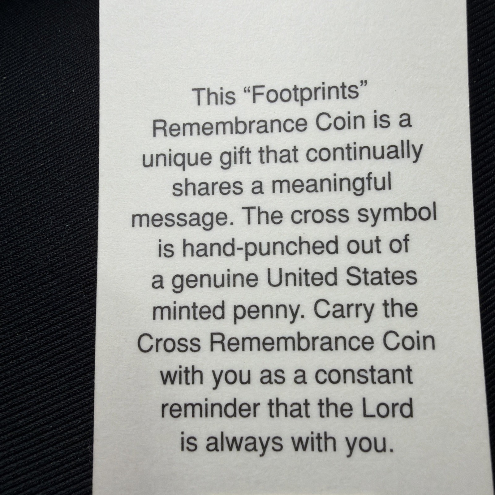 VTG 1988 Footprints In The Sand Poem With Penny Cross Coin Bookmark Remembrance