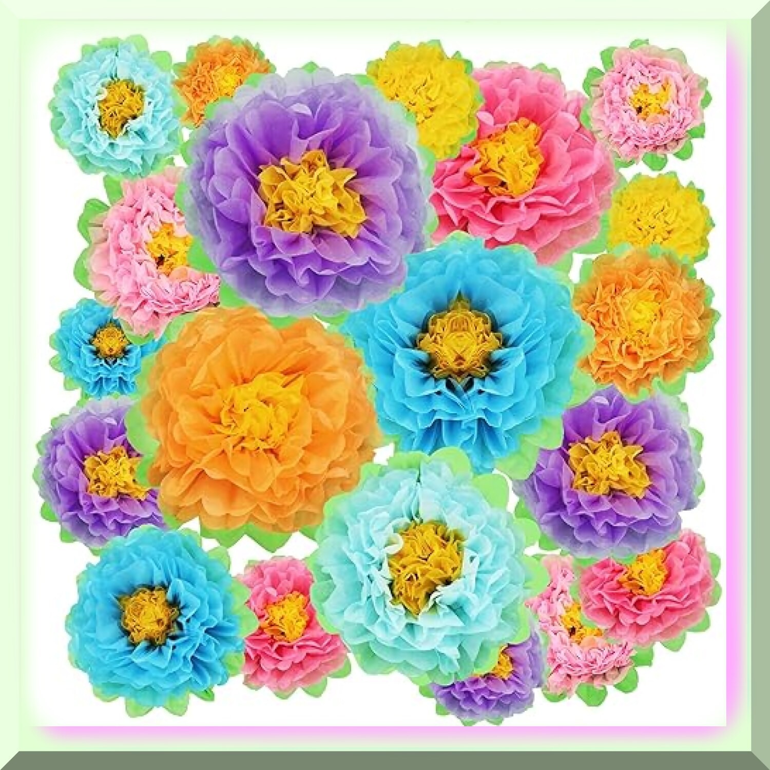 Colorful Paper Flower Party Pack 18 Blooms