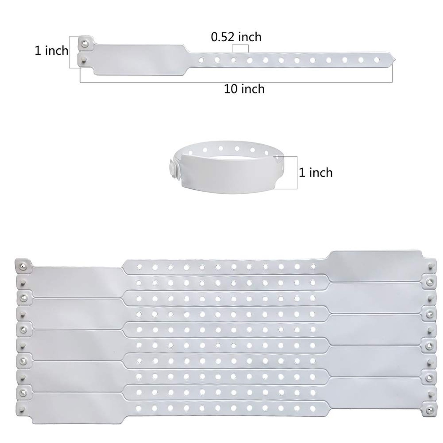 100 Pack White Hospital Wristbands Vinyl Patient Id Bands Medical Plastic Wri…