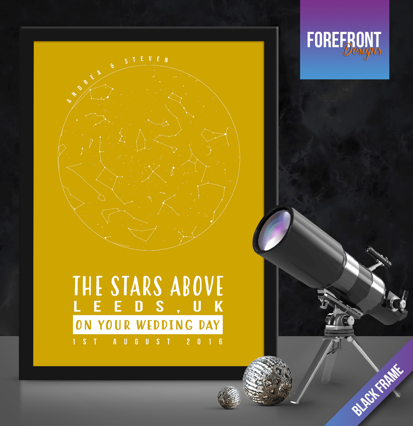 Personalised star/sky map – perfect present wedding/anniversary/valentines gift