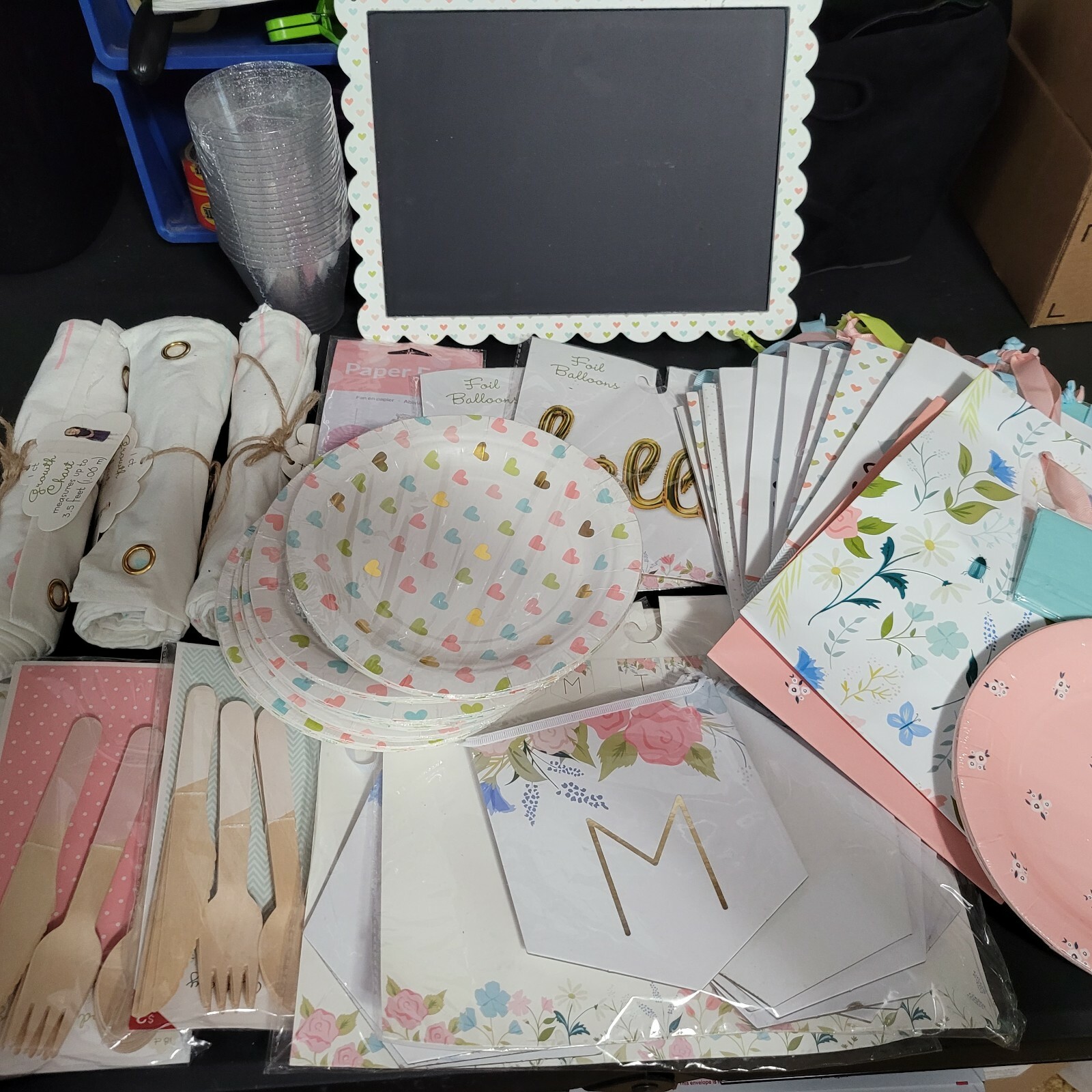 Baby Shower Gift Party Bundle Plates Cutlery Decoration Bags Growth Chart