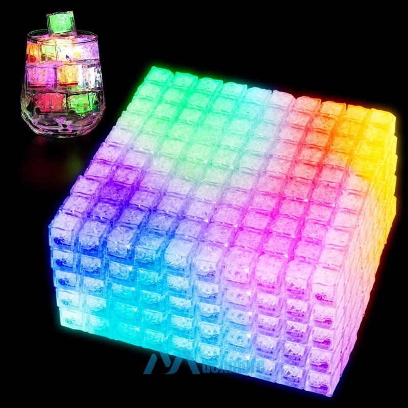 12-120Pcs LED Light Up Ice Cubes Color Changing for Wine Drinks Glow in the Dark