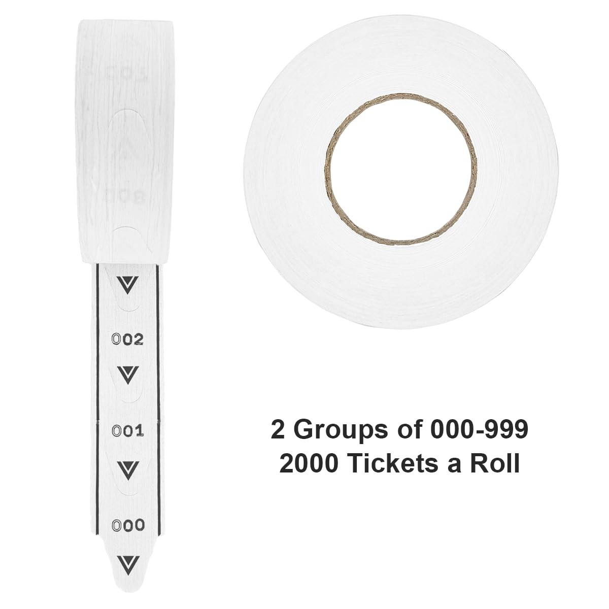 White 1 Roll Of 3-Digit Take-A-Number Tickets 2000 Per Roll Queue System