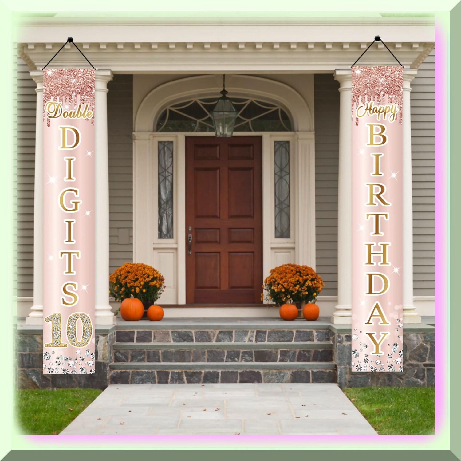 Rose Gold 10th Birthday Door Banner Set