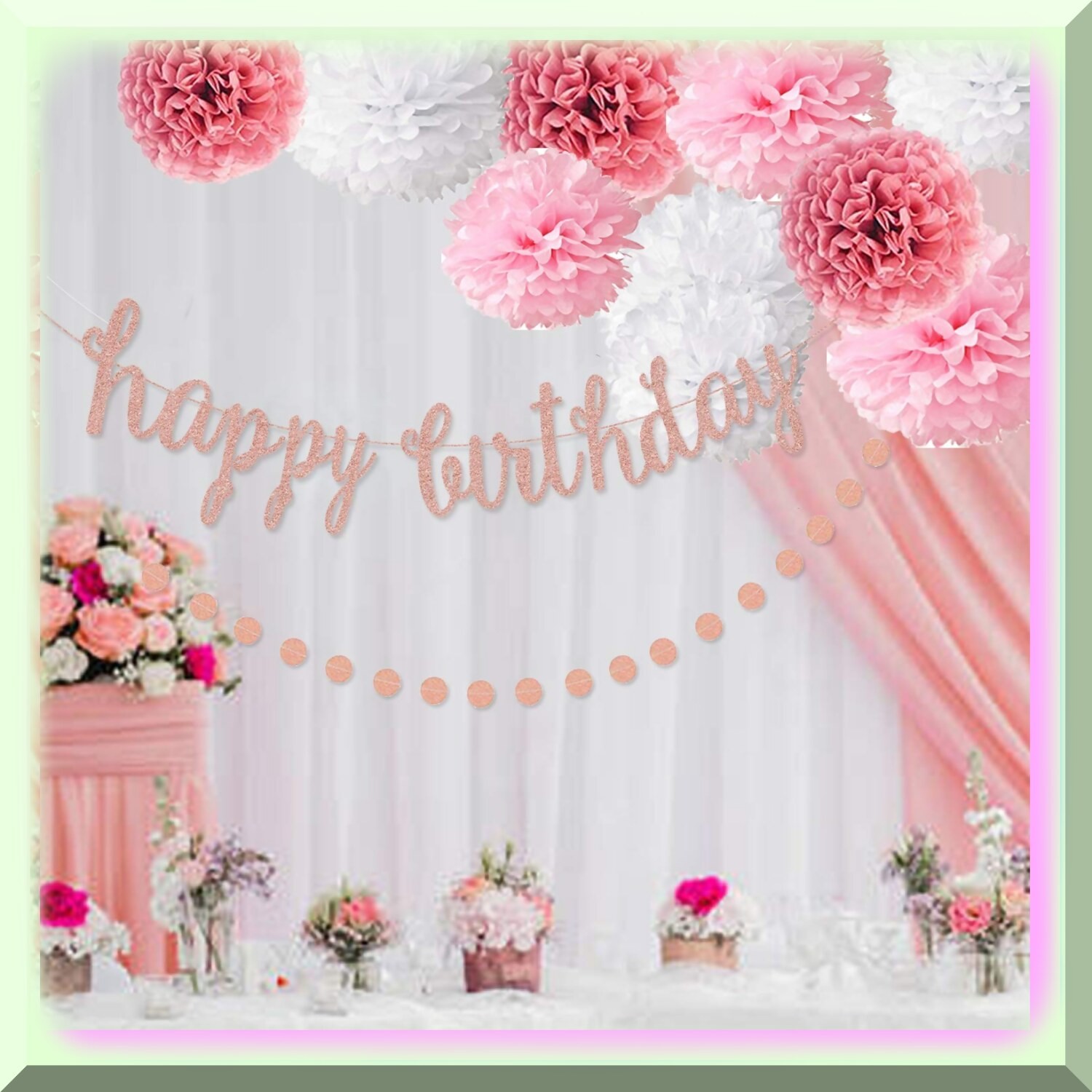 Rose Gold Celebration Kit with Banner and Decorations