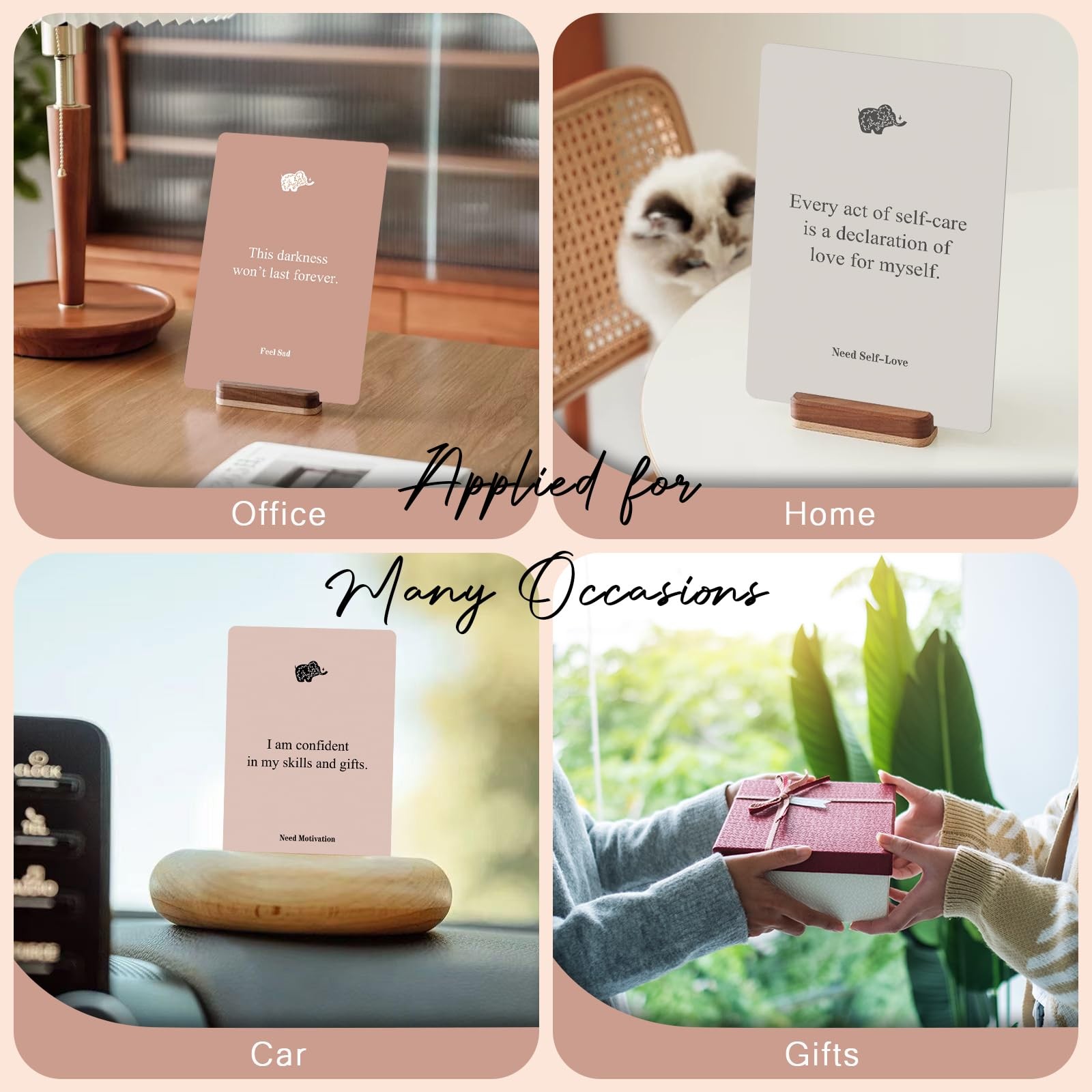 WDphouly Affirmation Cards for Women, 120 Positive A6, pink