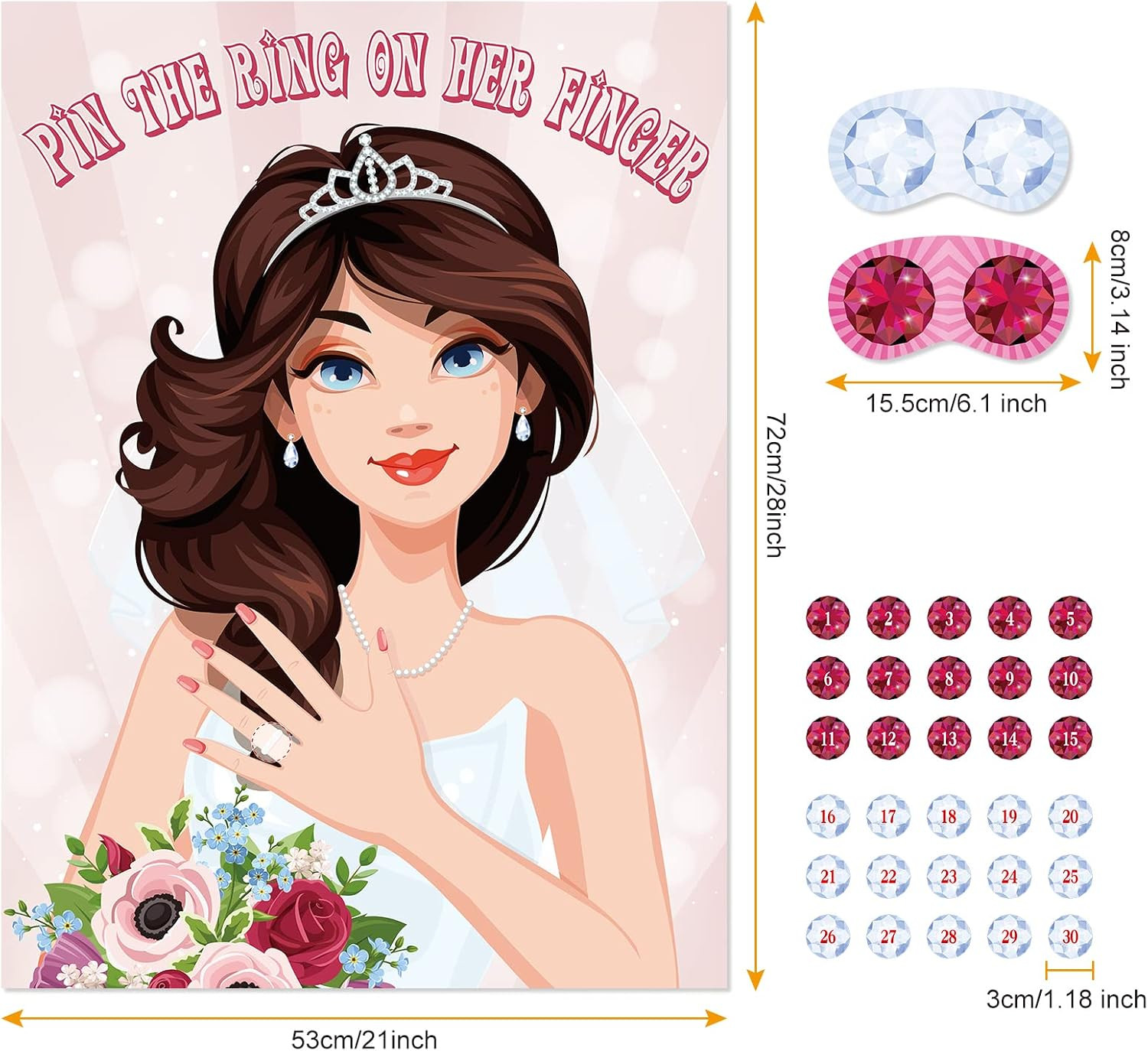 Pin The Ring On The Bride, Bridal Shower Hen Party Bachelorette Party Girls Game