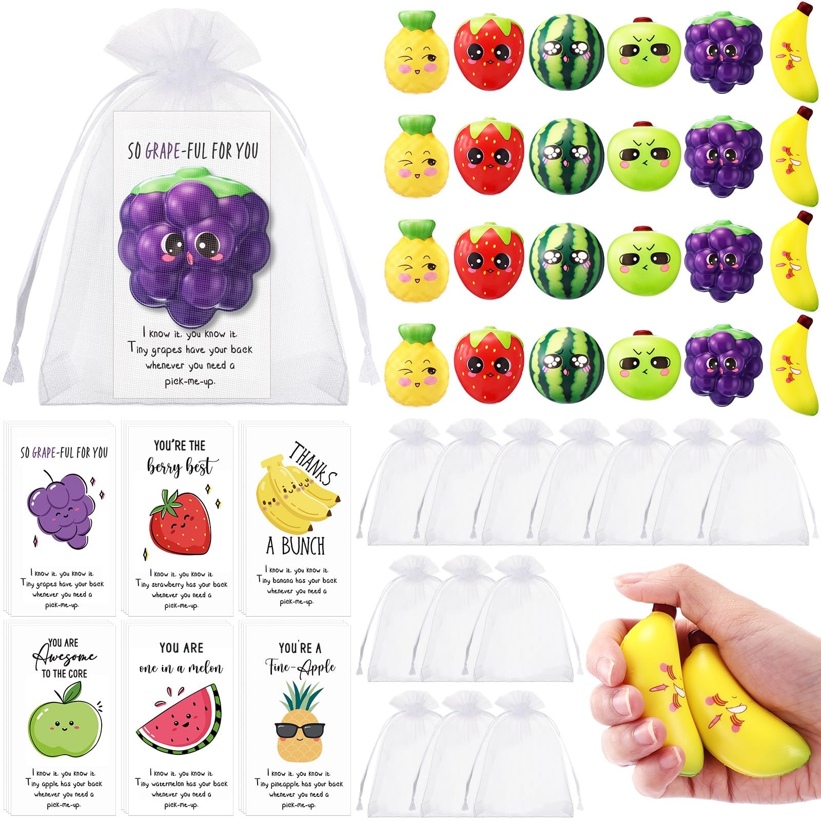 JellyArch 72 Sets Fruit Stress Balls Appreciation Gifts for Employee Coworker