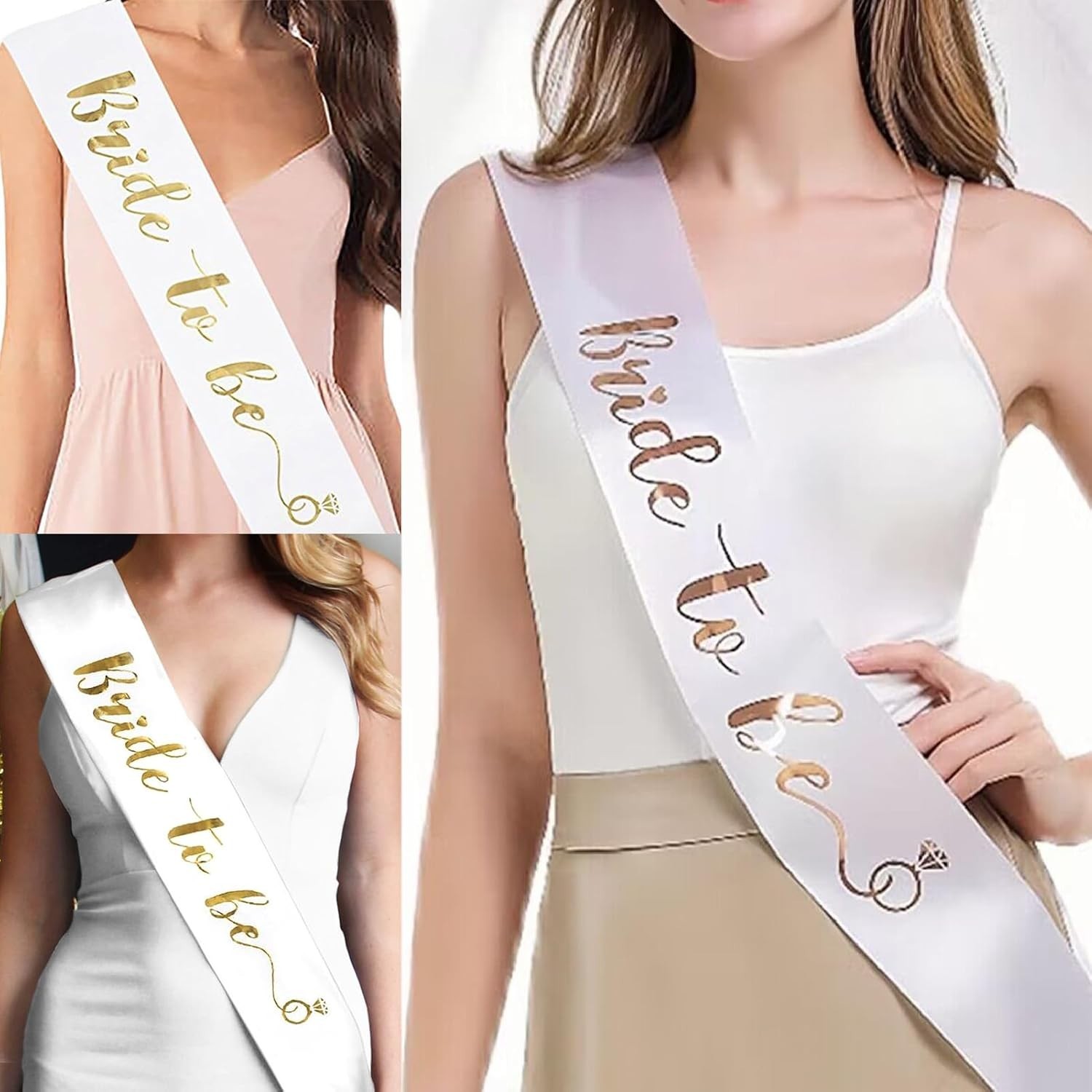 Bride to Be Sash for Bridal Shower Bachelorette Party Wedding | soft white sa…