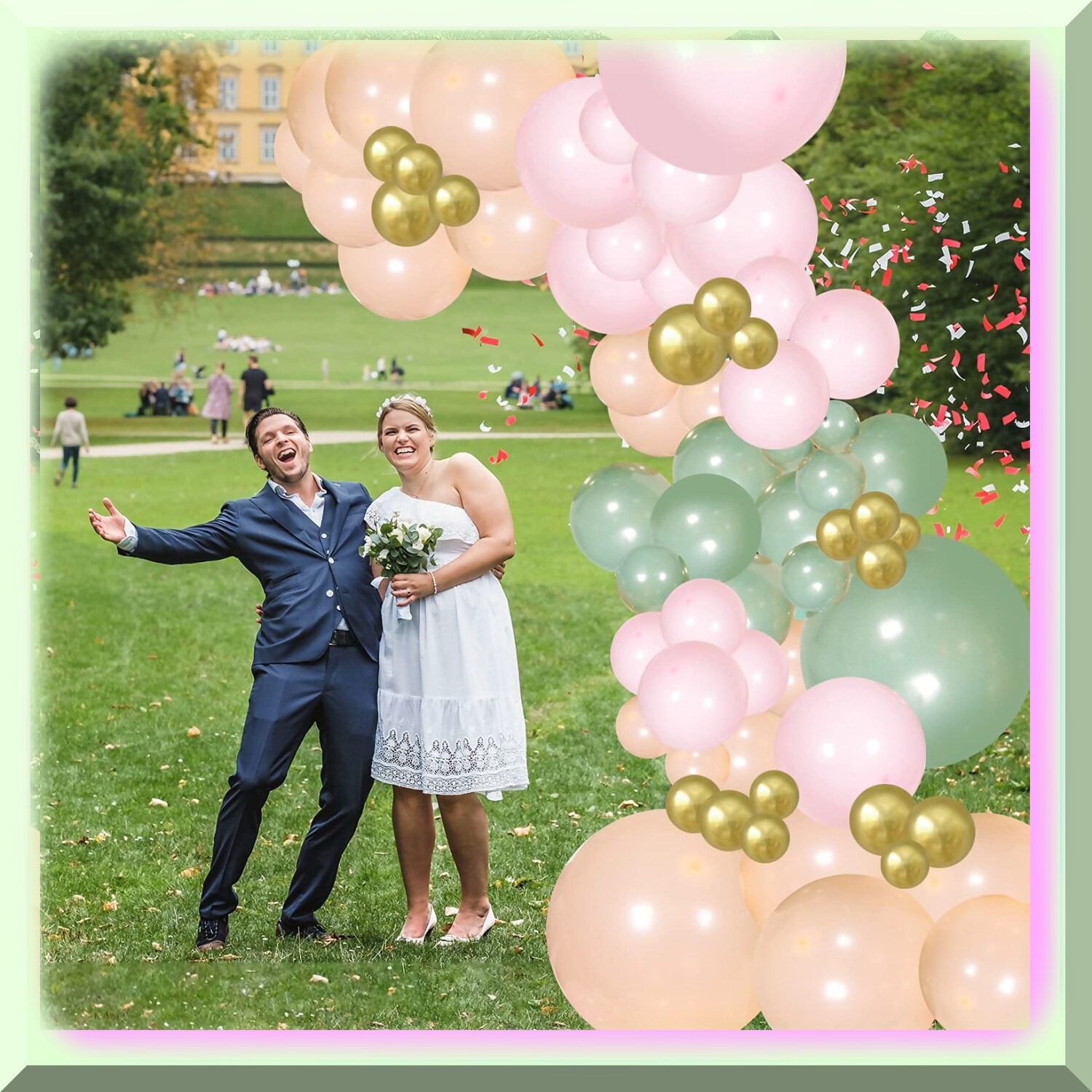 Balloon Garland Kit Sage Olive Green Peach Blue