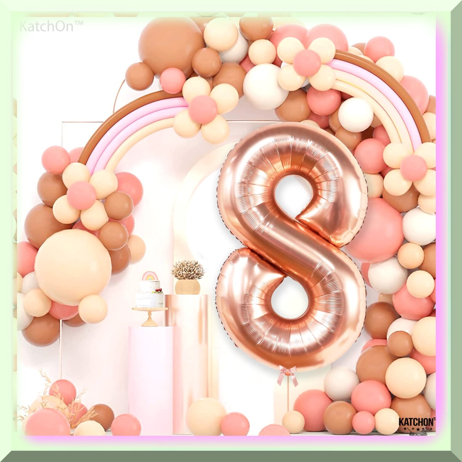 Rose Gold Number 8 Balloon for Girls 8th Birthday