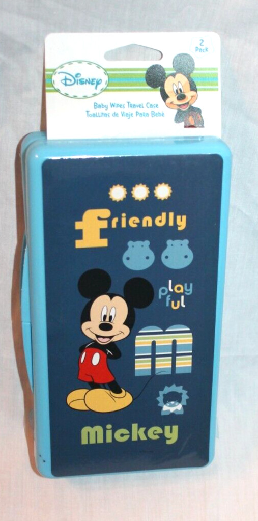 NEW 2- PACKAGE MICKEY MOUSE BABY WIPES TRAVEL CASE BABY BLUE