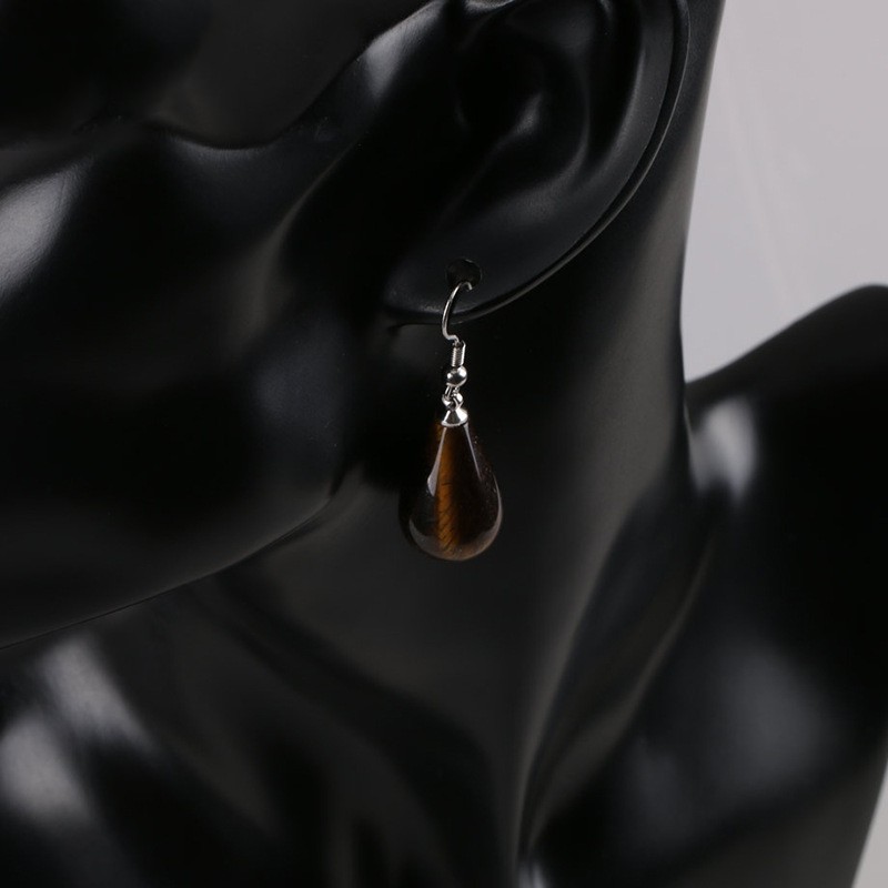Teardrop Gemstone Dangle Earrings – Healing Crystal Water Drop Hook for Women