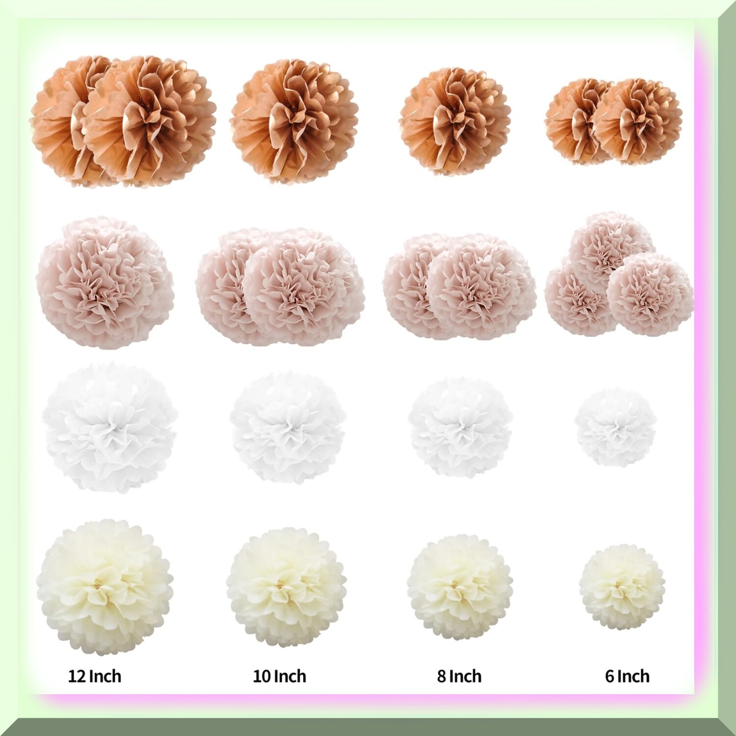 22-Piece Pink and Ivory Tissue Pompom Bouquet
