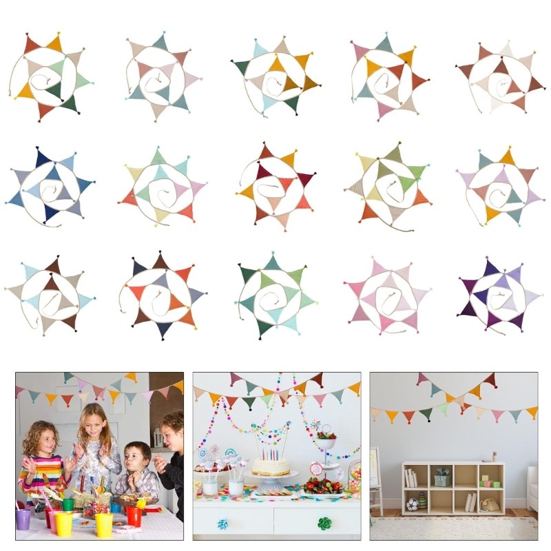Kids Room Cotton Bunting Garland 2.6m Wall Decors Nursery Party Accessory Flags