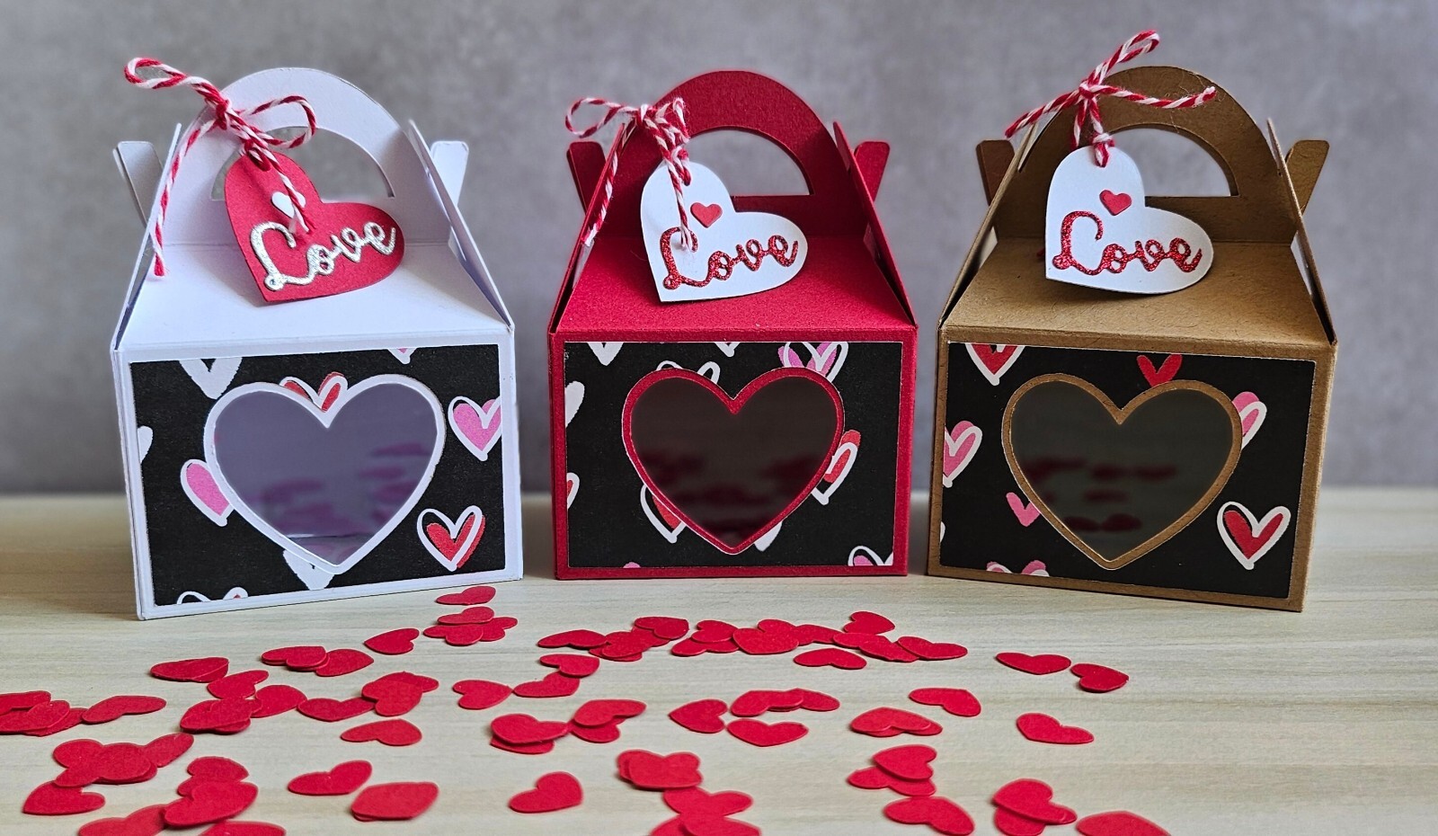 Valentine’s Day Treat Boxes, Favors Treat Boxes, Gable Boxes w/Heart Window