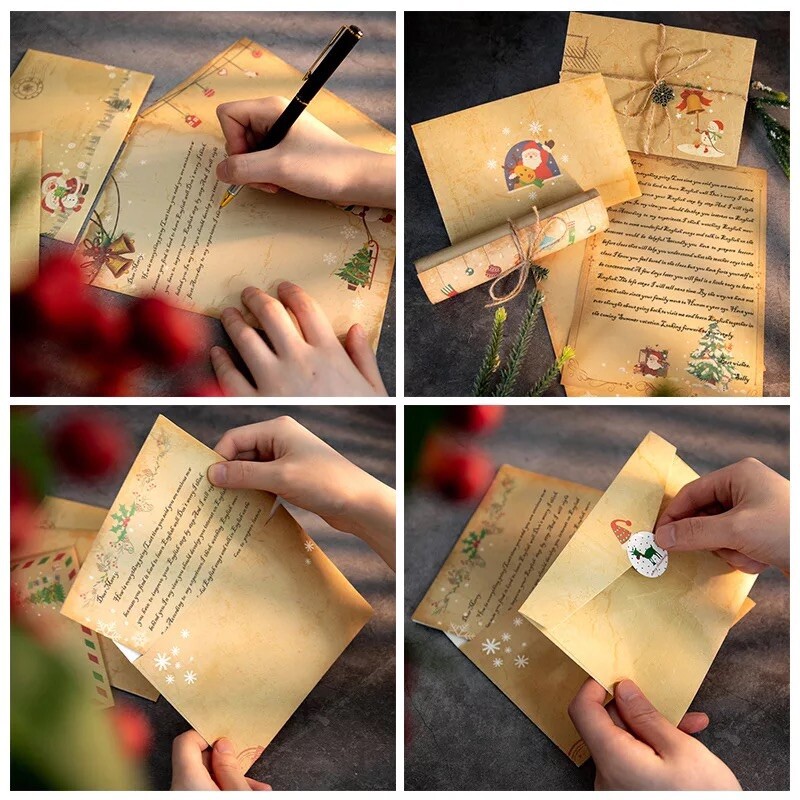 37pc Christmas Kids Craft Set Santa Letter Papers Envelopes Stickers Decorations