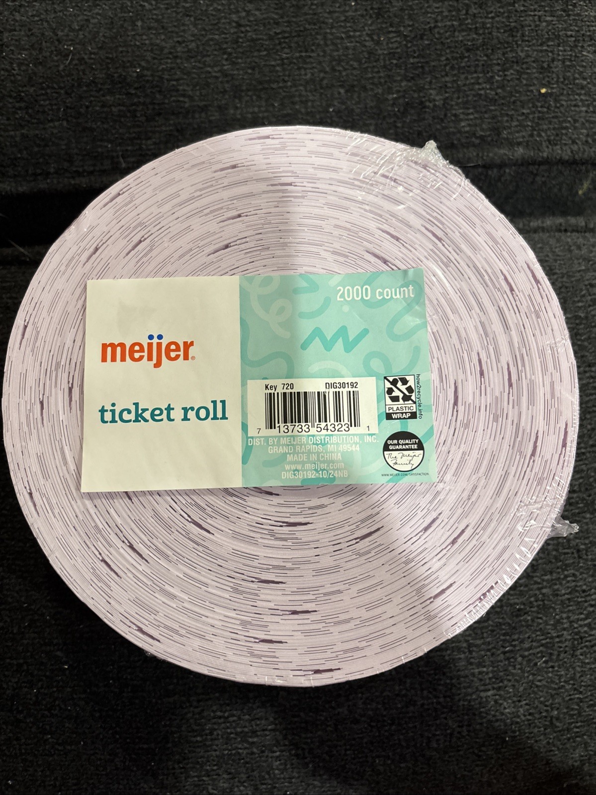 NEW, roll of 2000 tickets, pale purple